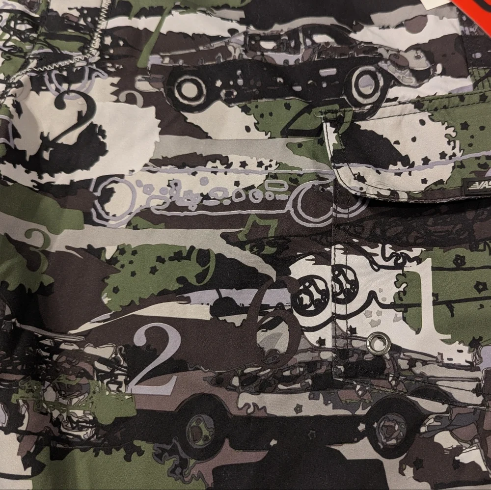 Vast Car Print Camo Board Shorts Size 33